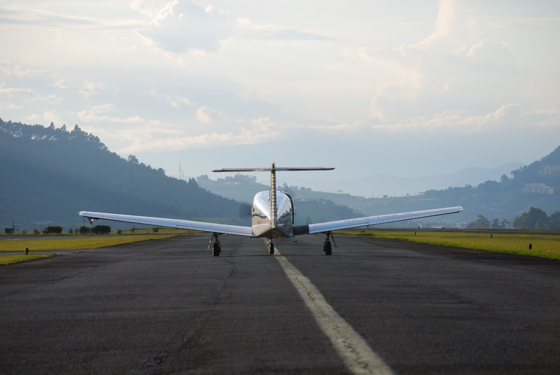 Charter aircraft parked on the runway